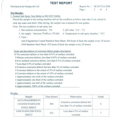 SGS AFP- Salt Spray Test result